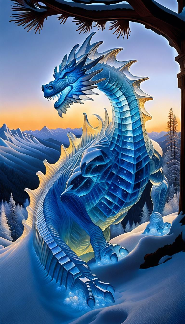A dragon made of ice crystals.