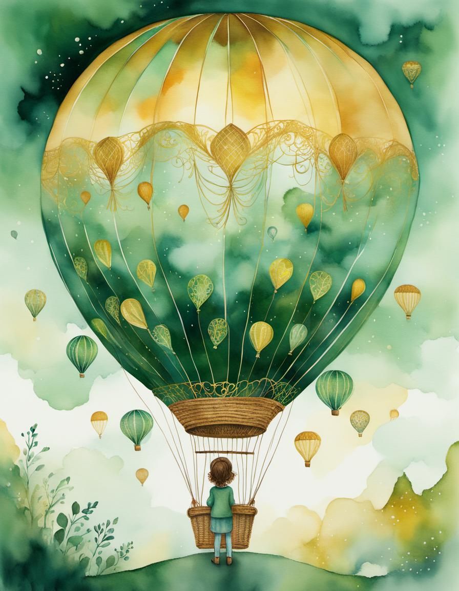 Child Gazing at Magical Miniature World in Watercolor Style