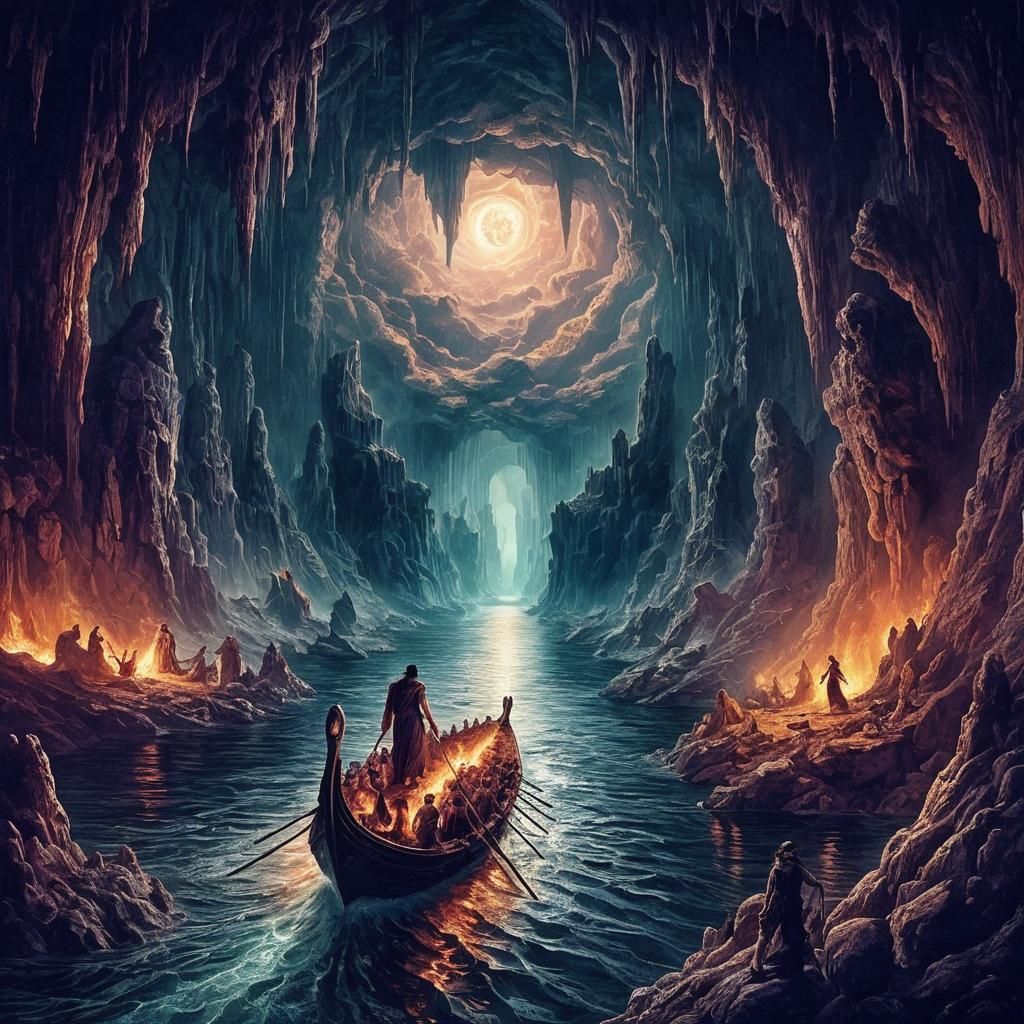 Charon on the River Acheron: Hellenic Artwork