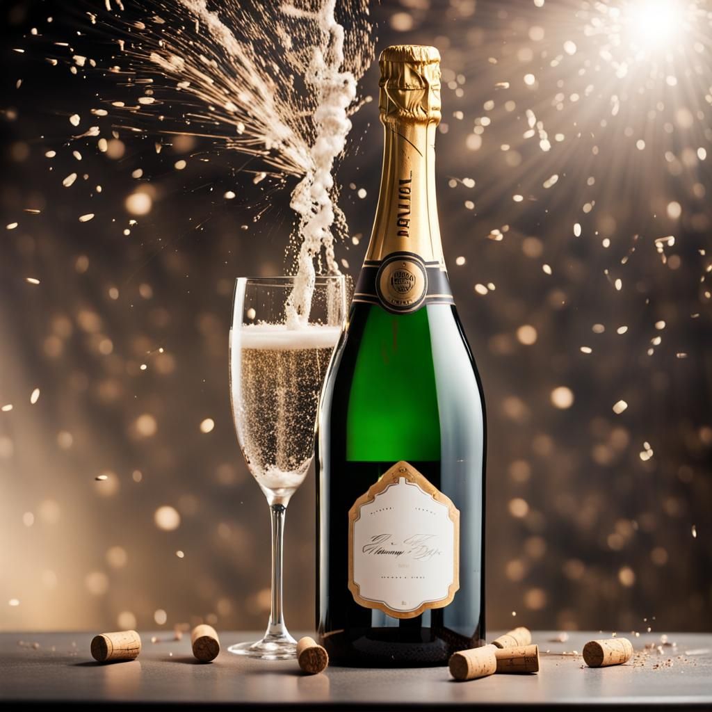 Champagne Cork Explosion at New Year's Party