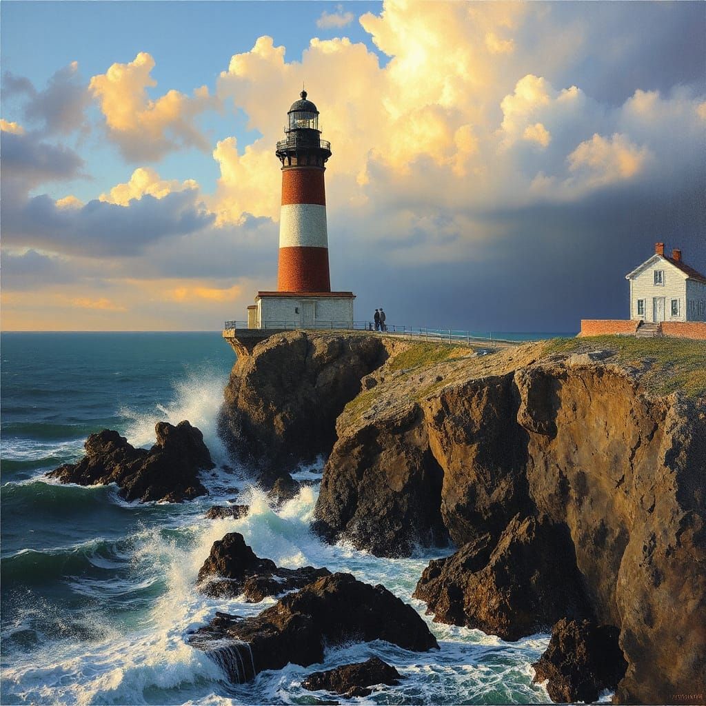 Lighthouse Beacon Amidst Stormy Seas