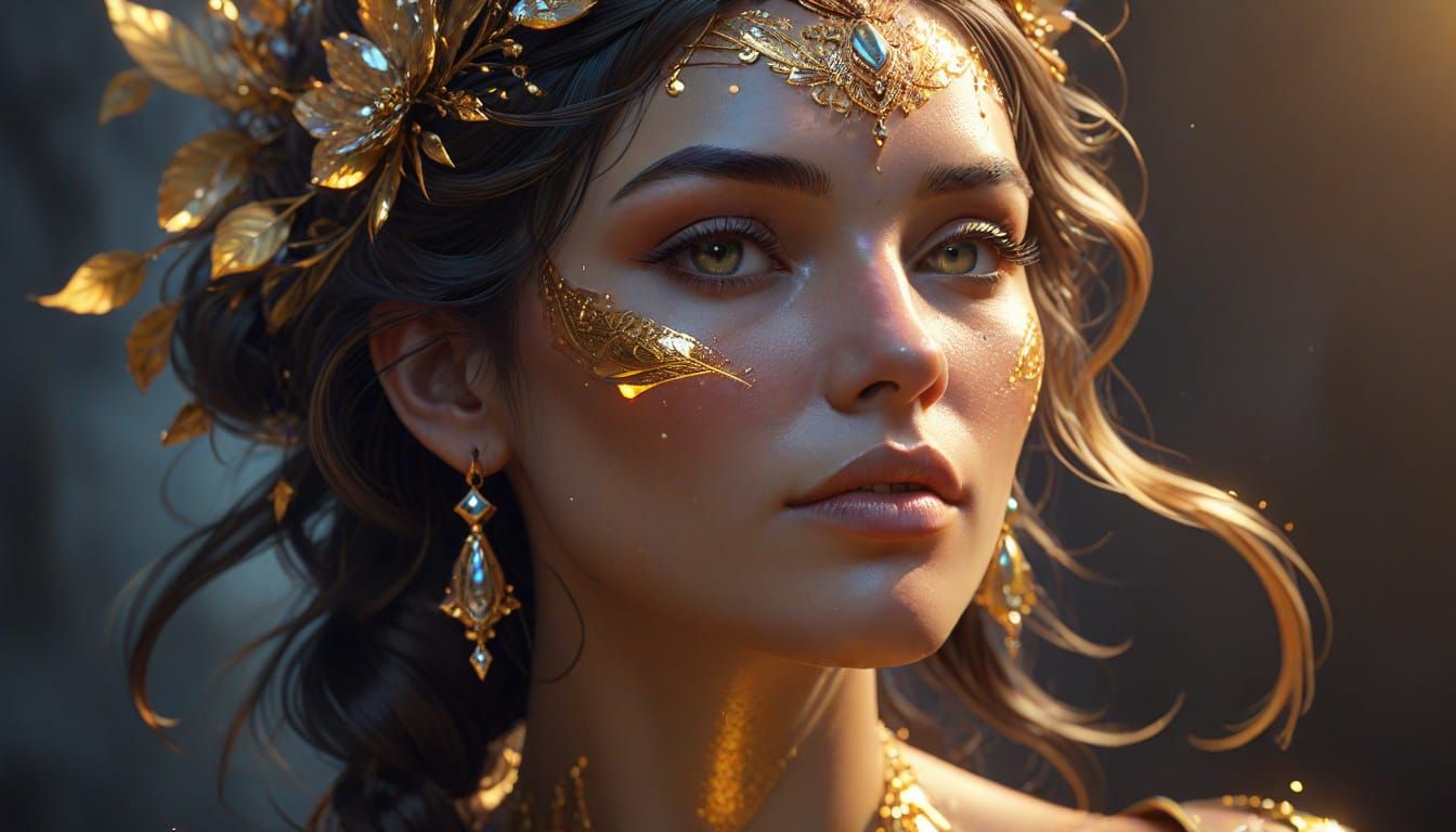 Golden Innocence: Detailed Portrait in Dynamic Lighting
