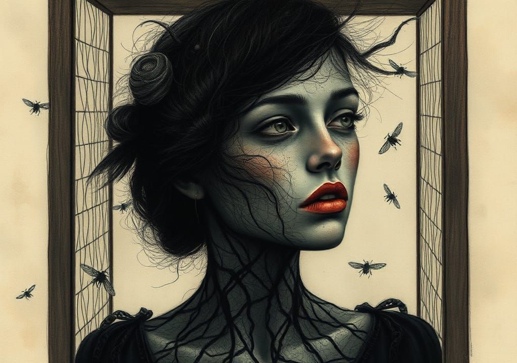 Surreal Portrait: Trapped in a Dreamscape of Lies