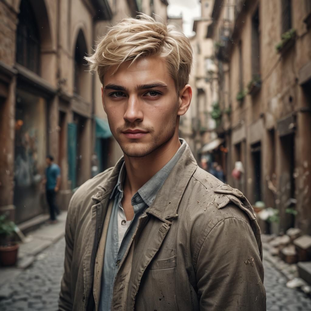 Handsome Male Model Headshot in Detailed Matte Style