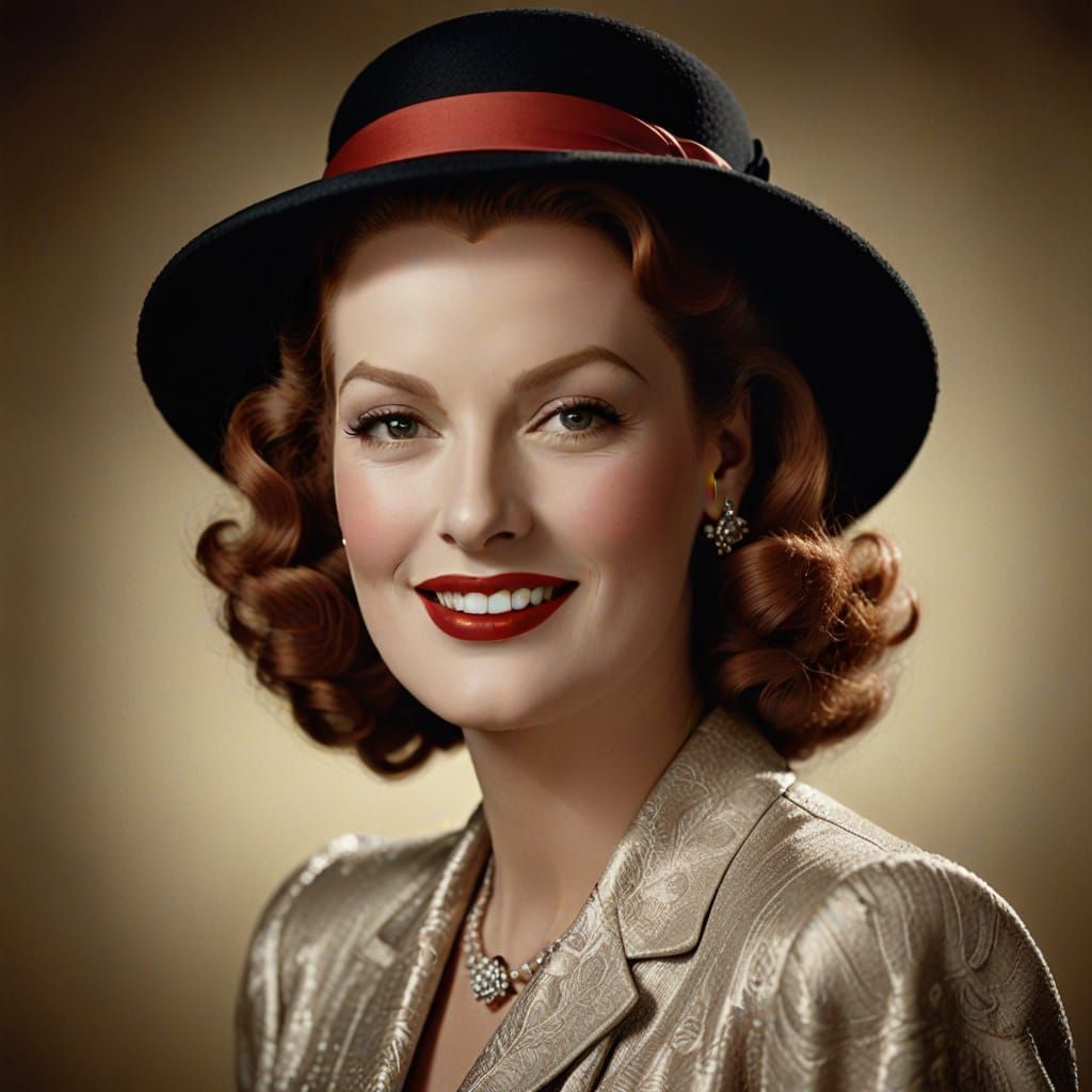 Glamorous 1940s Starlet Shines with Old Hollywood Elegance