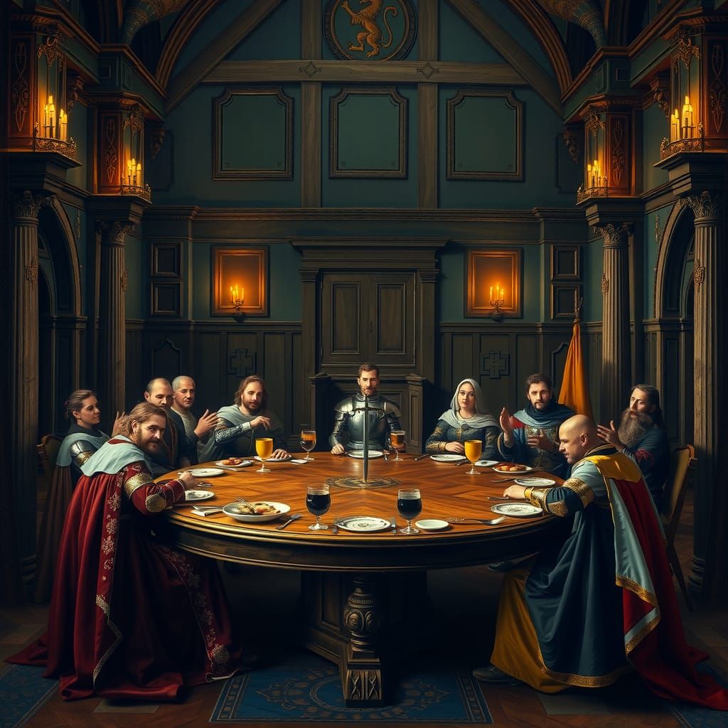 King Arthur's Knights at the Round Table: Renaissance Painti...