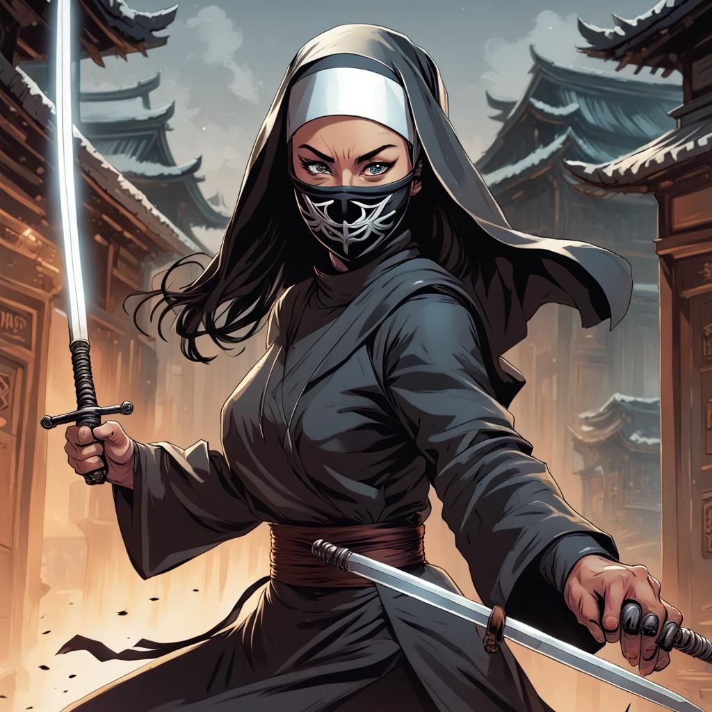 Ninja Nun Comic Book Art
