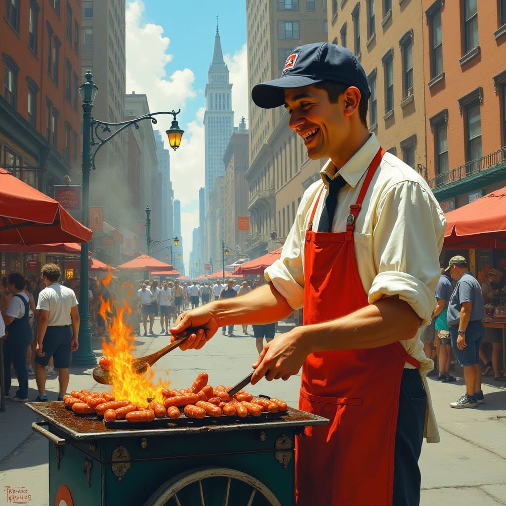 Sausage Vendor in New York, Ashcan School Realism