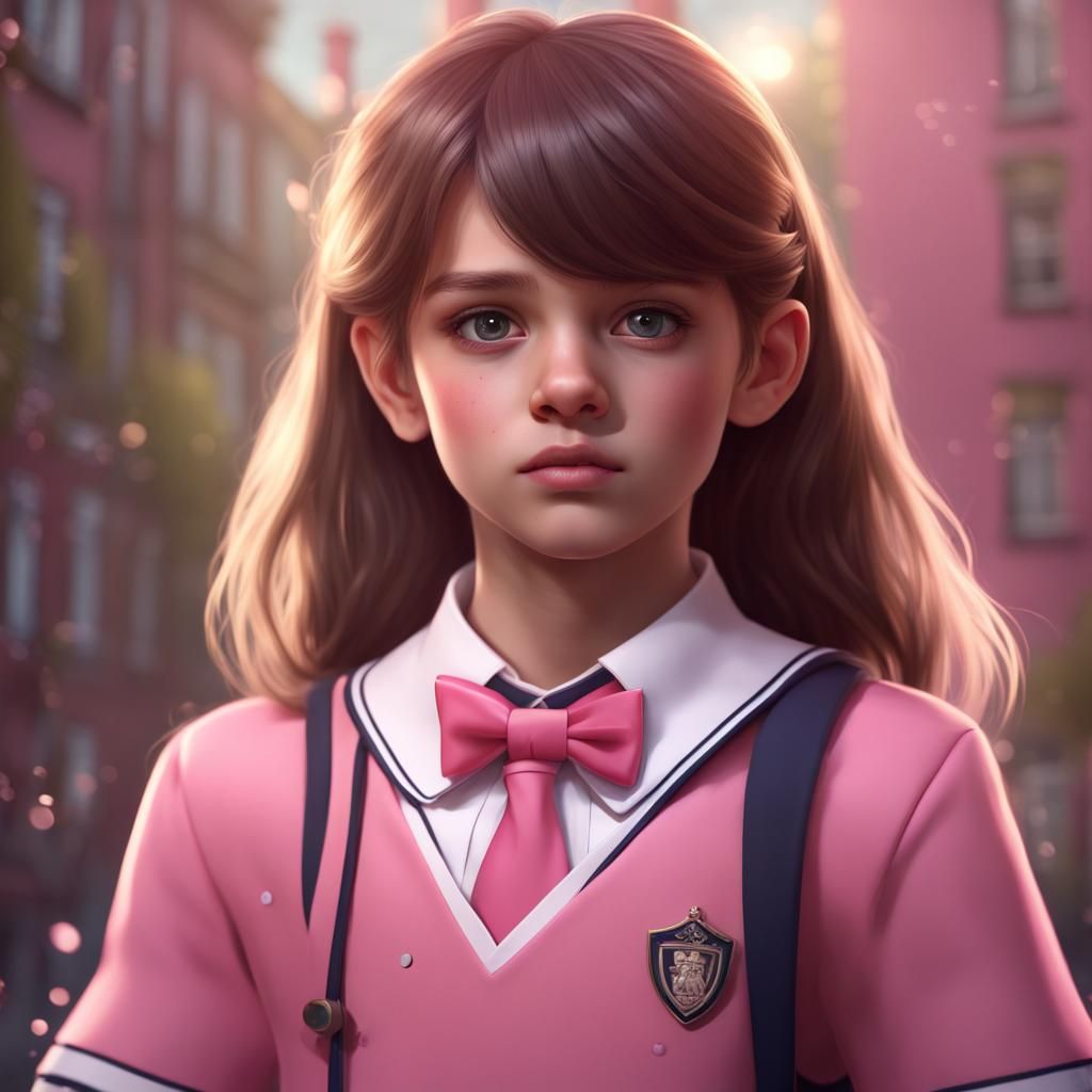 Girly Boy in Pink Uniform: Fantasy Concept Art