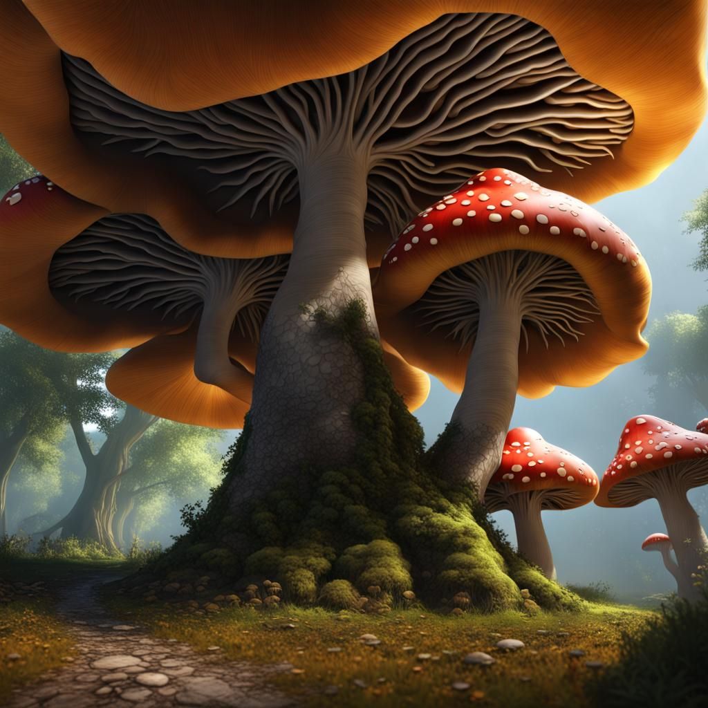 A gigantic mushroom which is as high as a large poplar tree ...