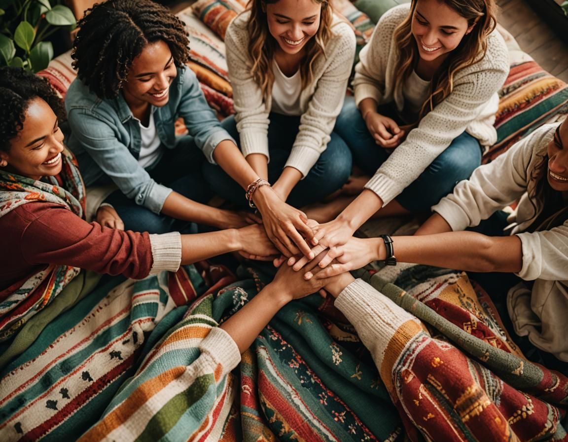 Friends Holding Hands in Ambient Light