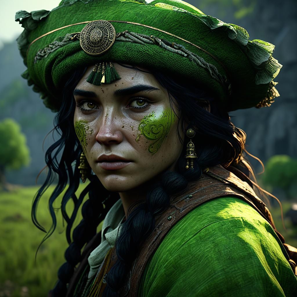 Cinematic Chartreuse Gypsy in Detailed Octane Render