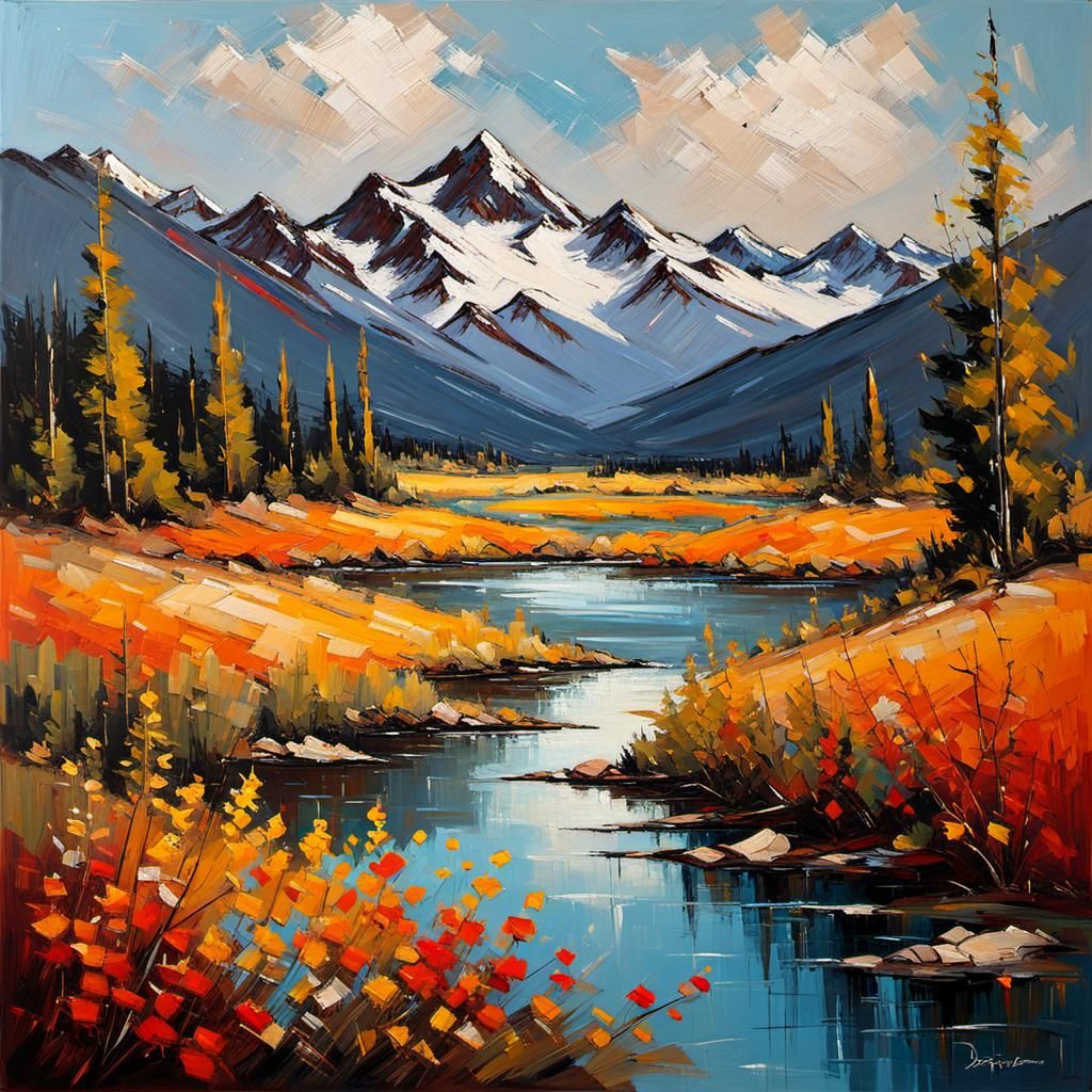 Abstract Landscape with Expressive Brushwork