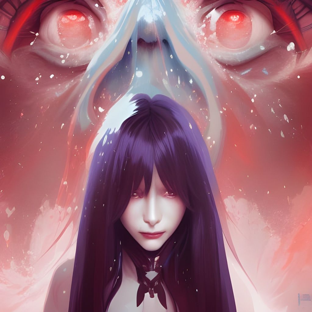 Demonic Yuki Onna Portrait in Art Nouveau Style