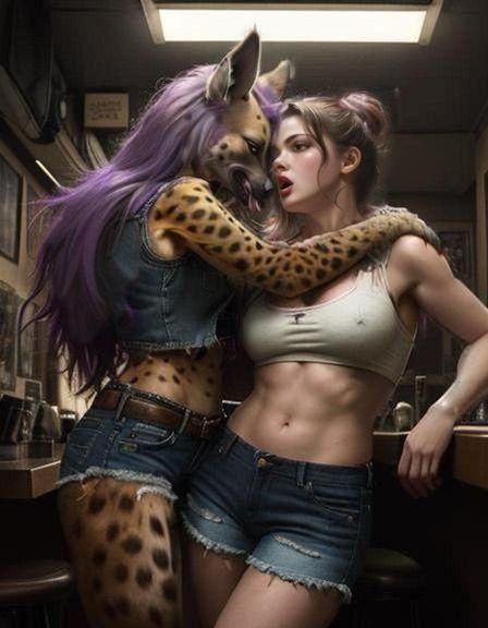 Passionate Lesbian Couple in Photorealistic Style