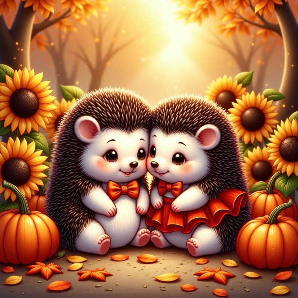Whimsical Hedgehogs Celebrate Autumn: a Beatrix Potter Scene