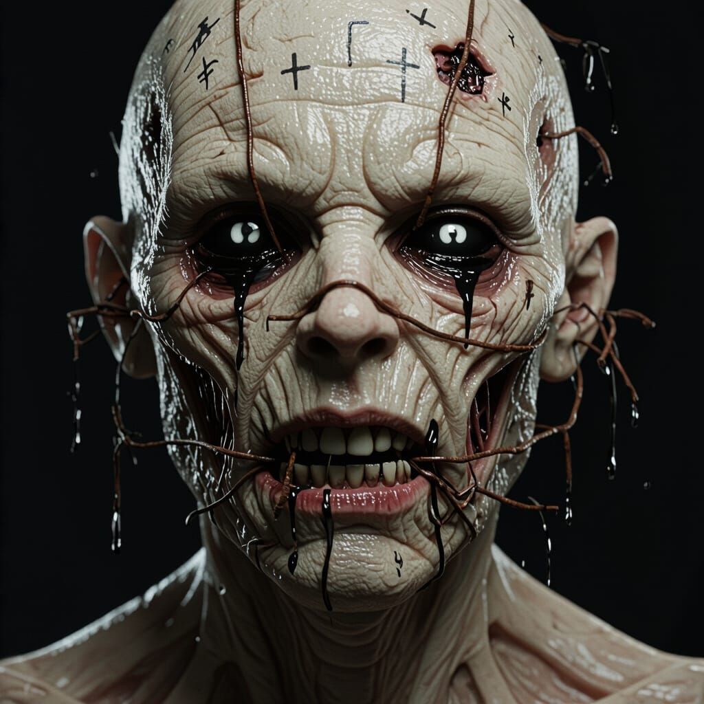 Horrifying Cryptid Portrait in Surreal Horror Style