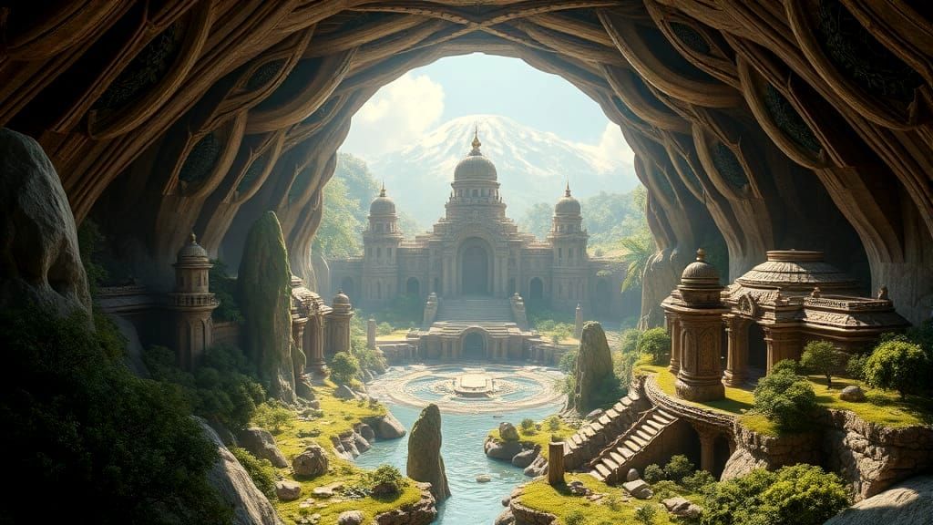 Subterranean Metropolis with Atlantean Architecture