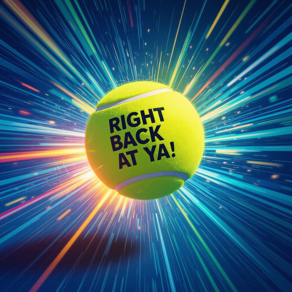 Tennis Ball Engraved with Text in Dynamic Motion