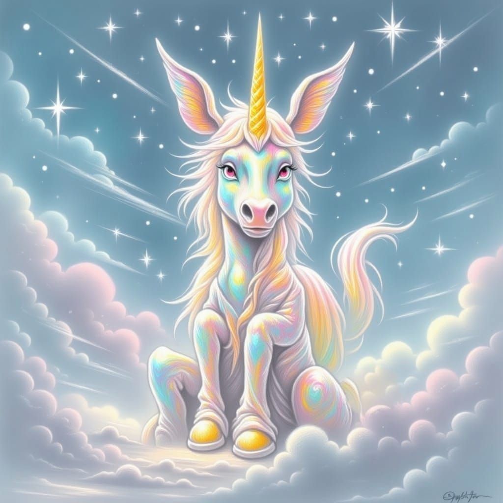 Indigo Unicorn in Celestial Starscape