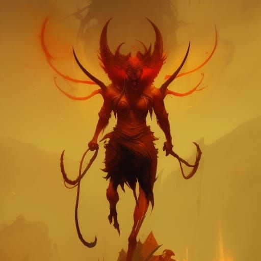 Cartoon Devil in Dark Fantasy Style