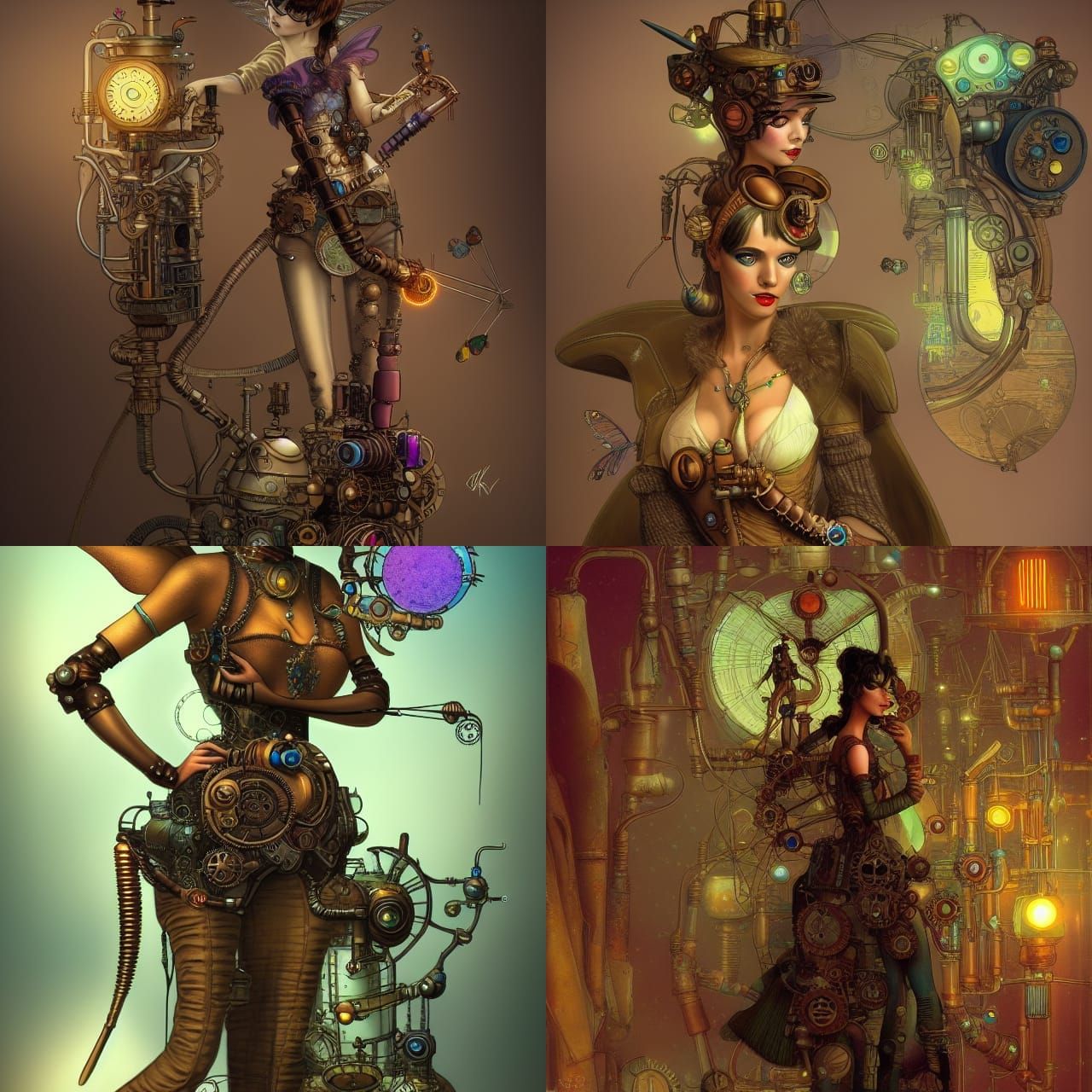Steampunk Tinkerbell Concept Art in Cyberpunk Style