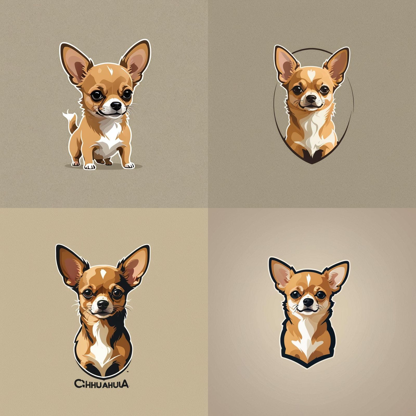 Minimalist Chihuahua Logo in Flat Design