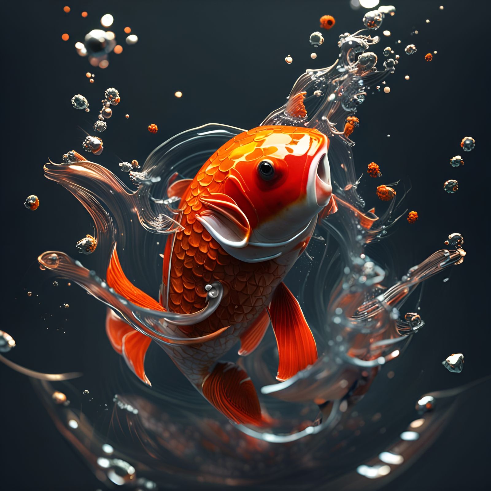 Hyperrealistic Koi Carp in Futuristic Style