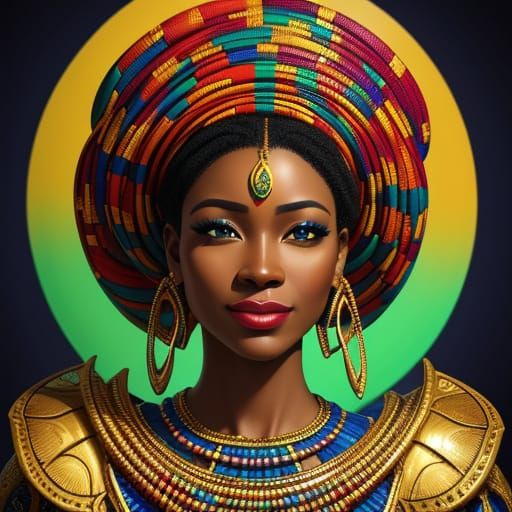 Ghanaian Woman Portrait in Splash Art Style