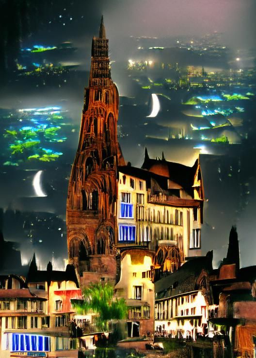 Dreamy Strasbourg Town at Night