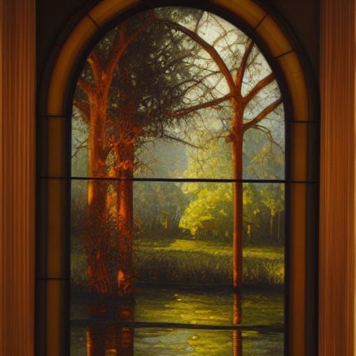 Stained Glass Window as Oil Painting