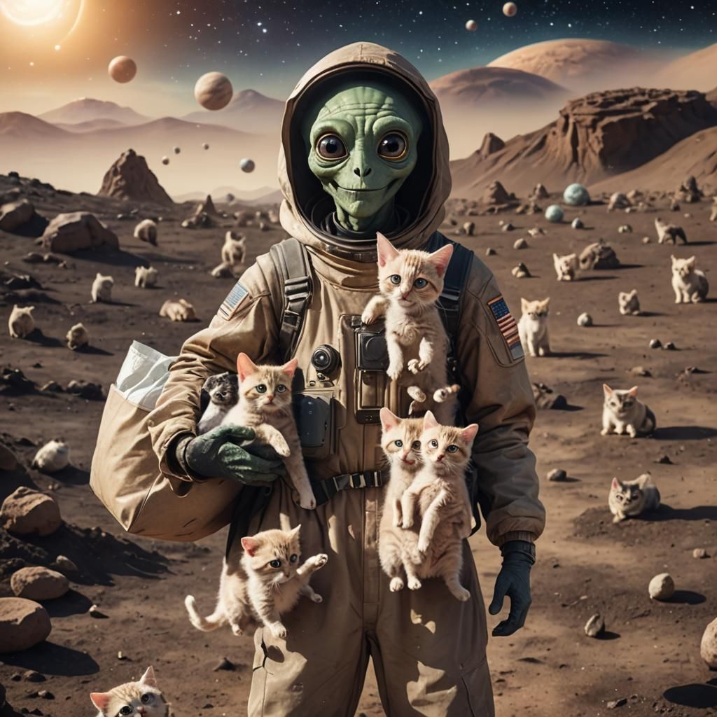 hi-resolution photo, very happy ancient alien with googly ey...