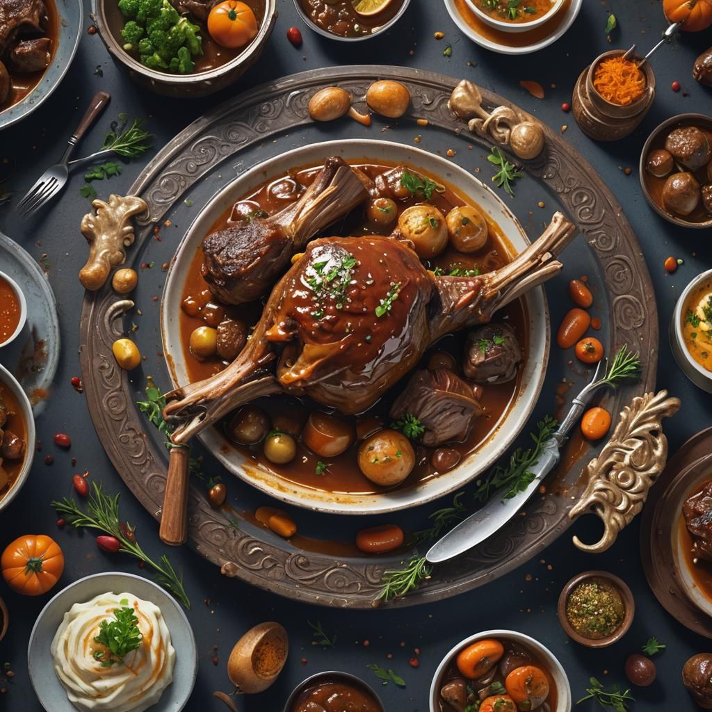 Delicious Lamb Shank in Gravy: Matte Painting