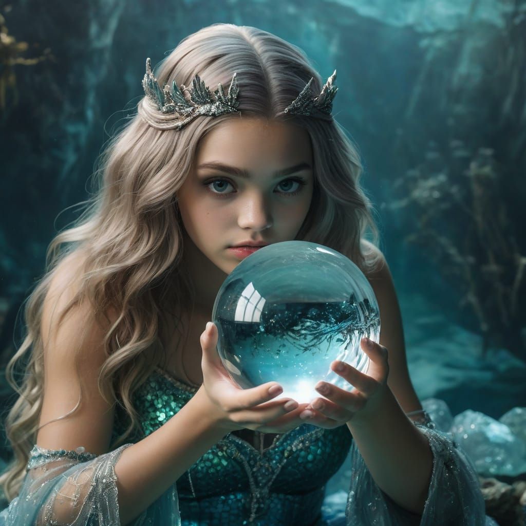 Enchanting Mermaid Holding a Crystal Ball