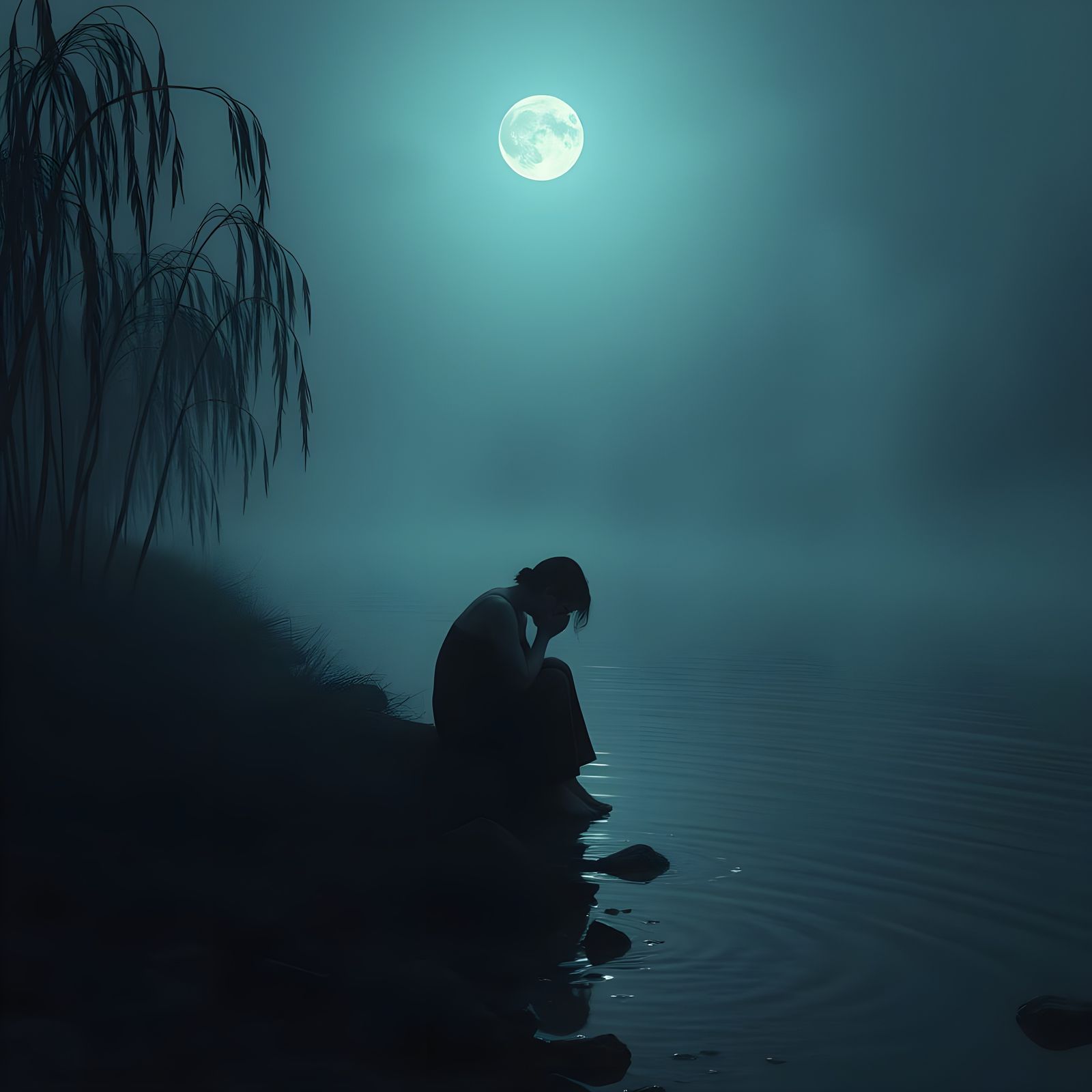 Ethereal River Goddess Weeps Tears of Sorrow