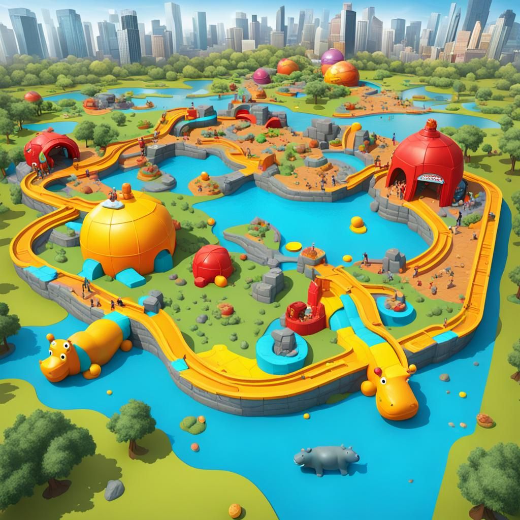 Hungry Hippos Themed World: AI Interpretation