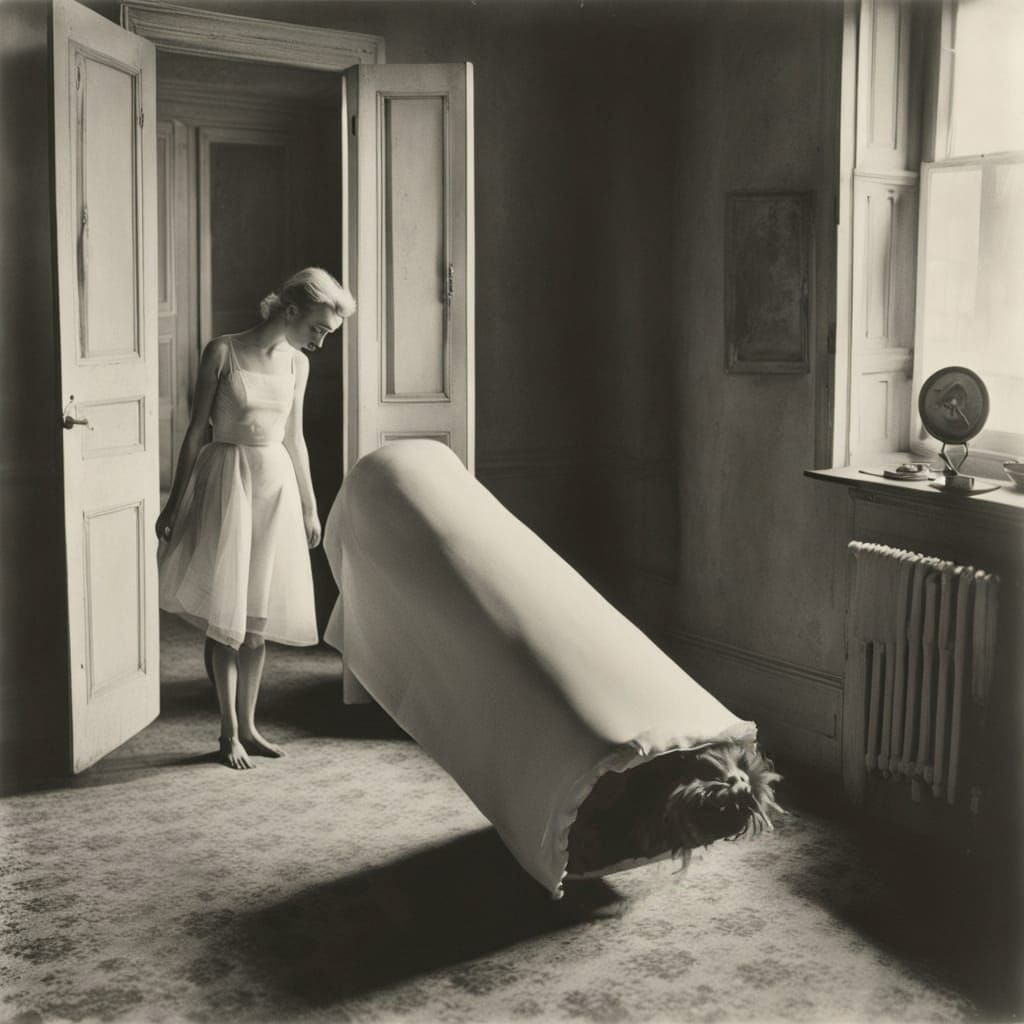 Surreal Horror Creature in Detailed Vintage Photo