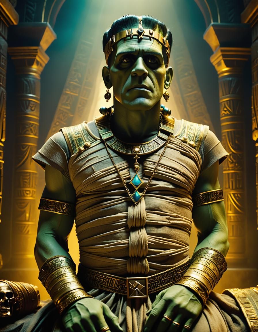 Mummy Frankenstein Emerges: Cinematic Horror Art