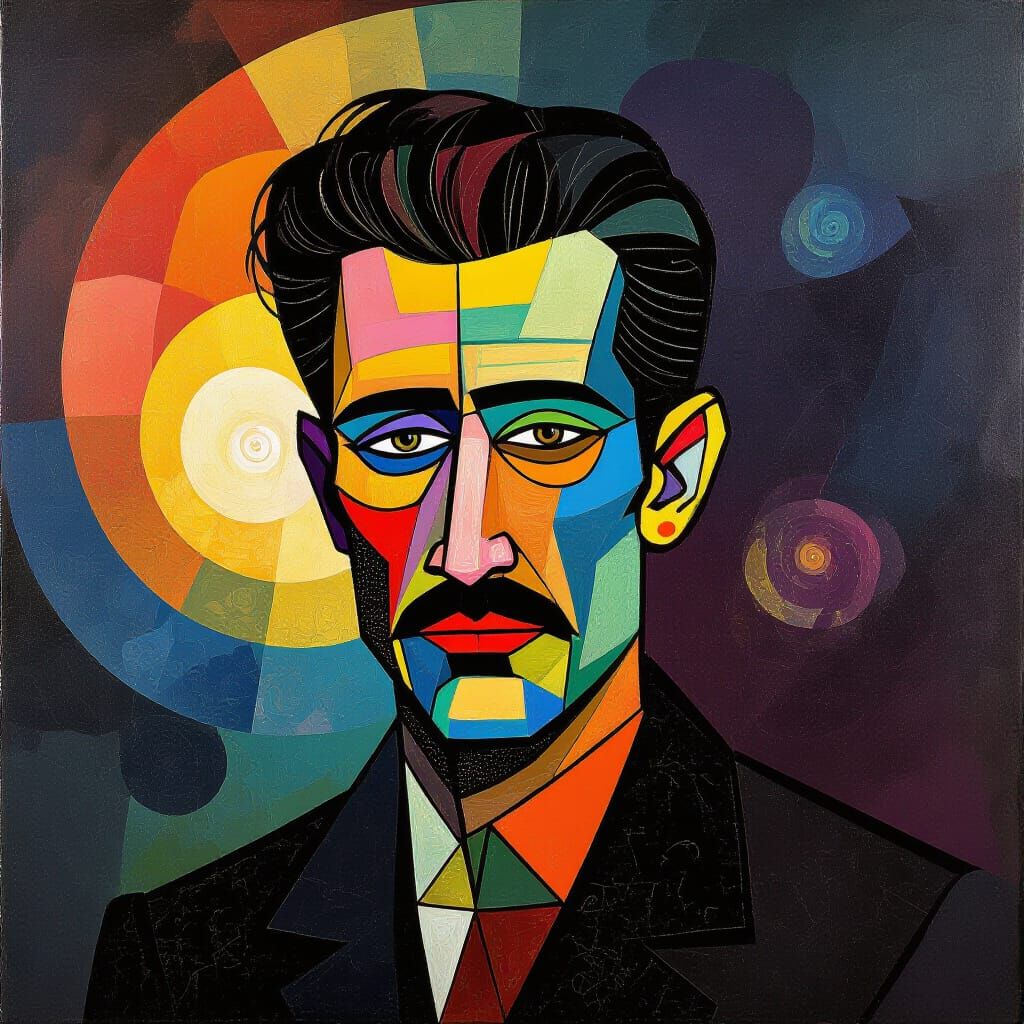 Geometric Abstract Portrait in Klimt-Beksinski Style