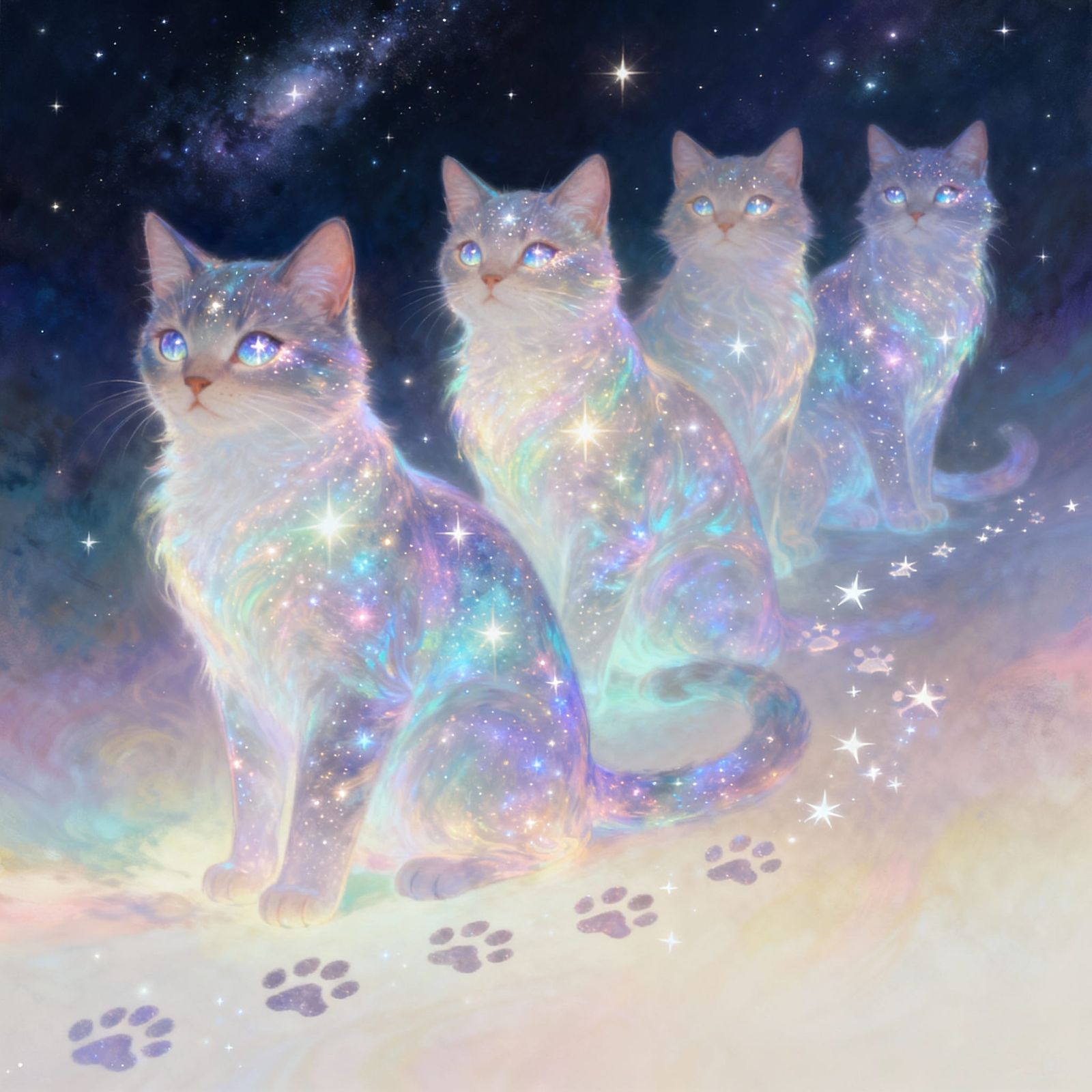 Luminous StarClan Cats Guiding Living Generations