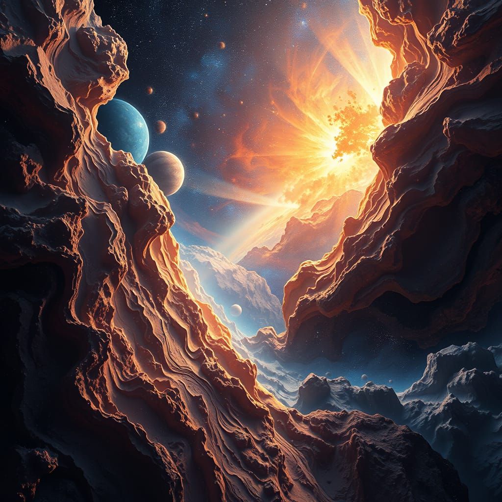 Epic Cinematic Digital Painting of Space with Layered 3D Eff...