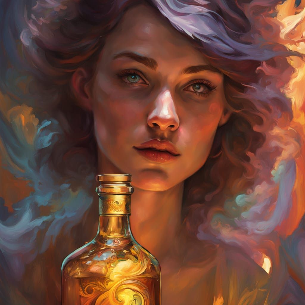 Whiskey Bottle Portrait in Warm Golden Light