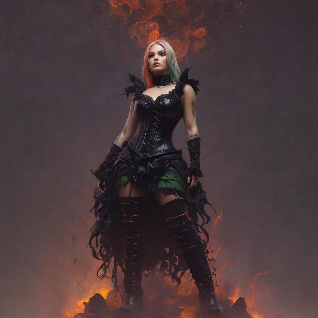 Fantasy Woman Emerging from Flames