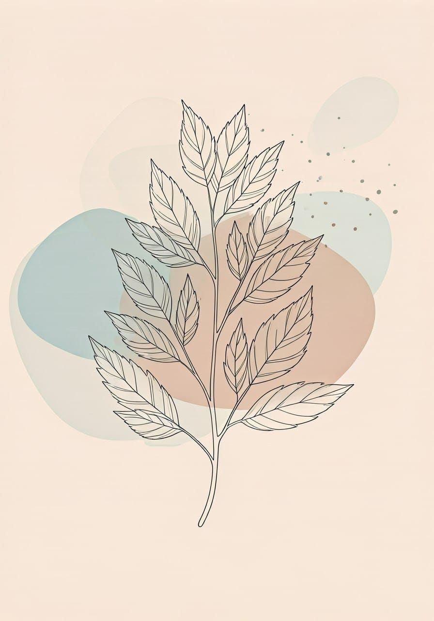 Elegant Botanical Minimalism in Fine Line Drawing