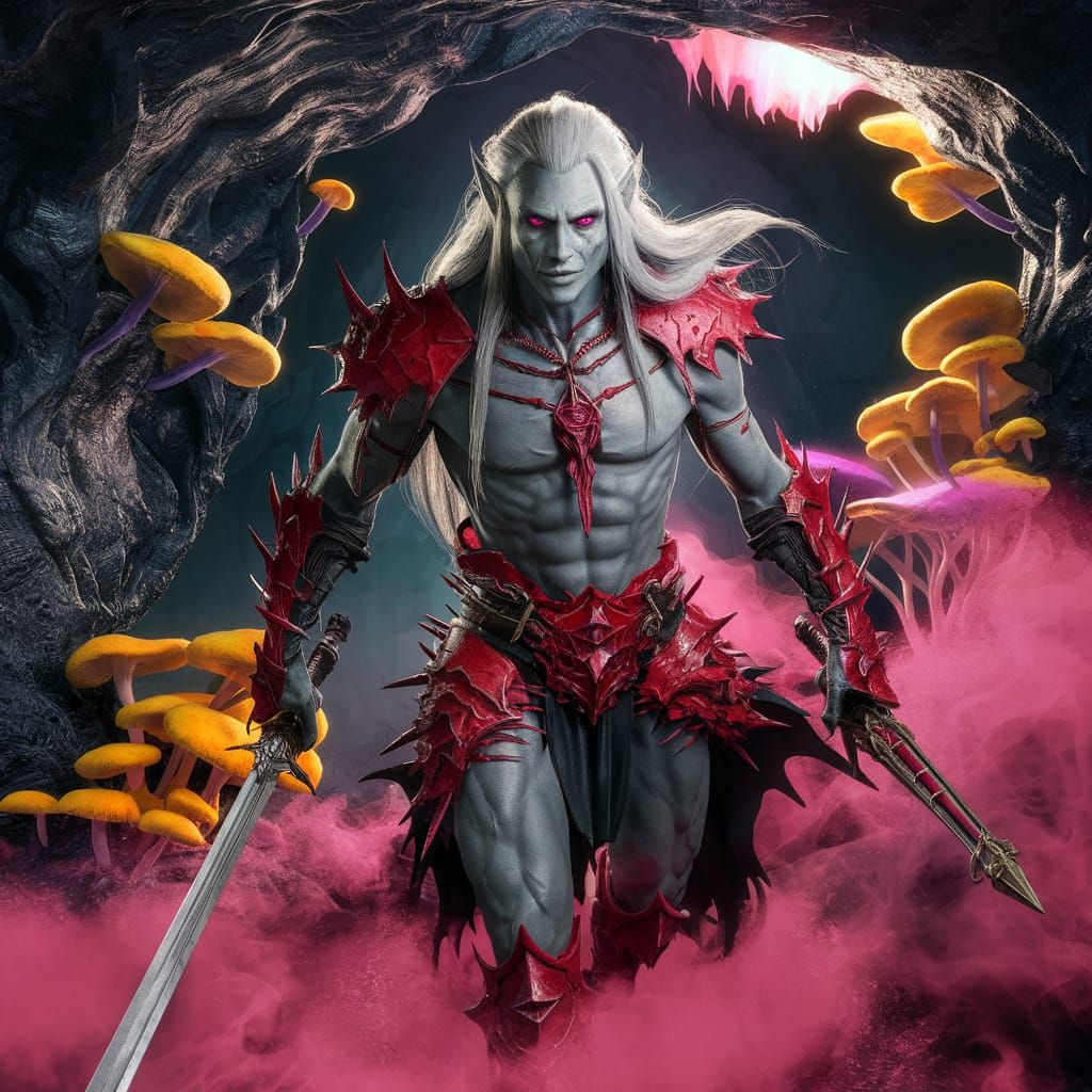 Drow High Priest of Beauty in Fantasy Splash Art