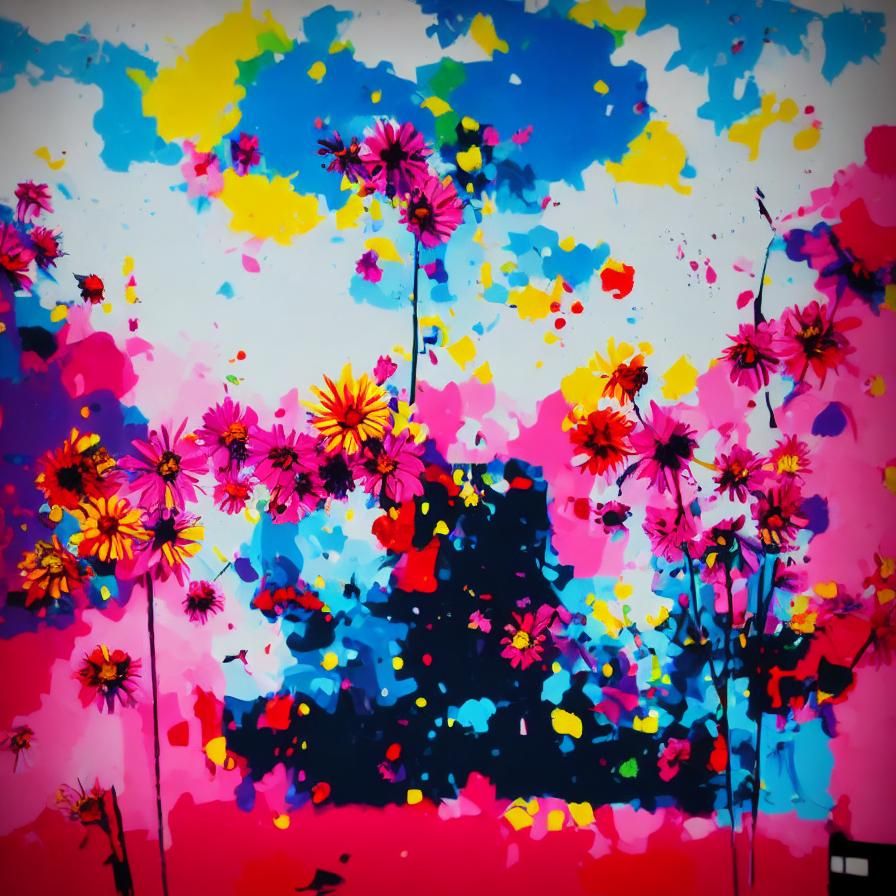 Pop Art Street Sign with Daisies