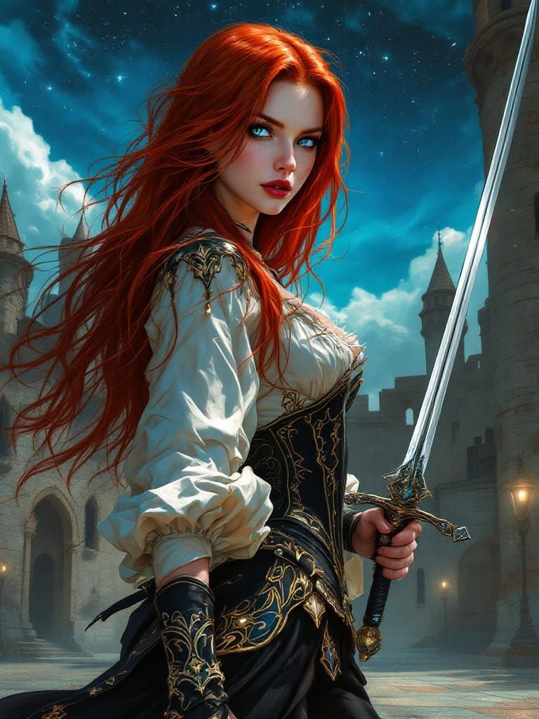 Vampire Duelist in Art Nouveau Style