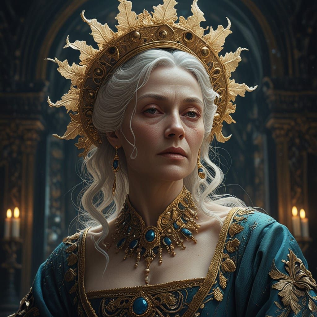 Ethereal Lady in 18th-Century Venetian Gown, Cyberpunk Fanta...