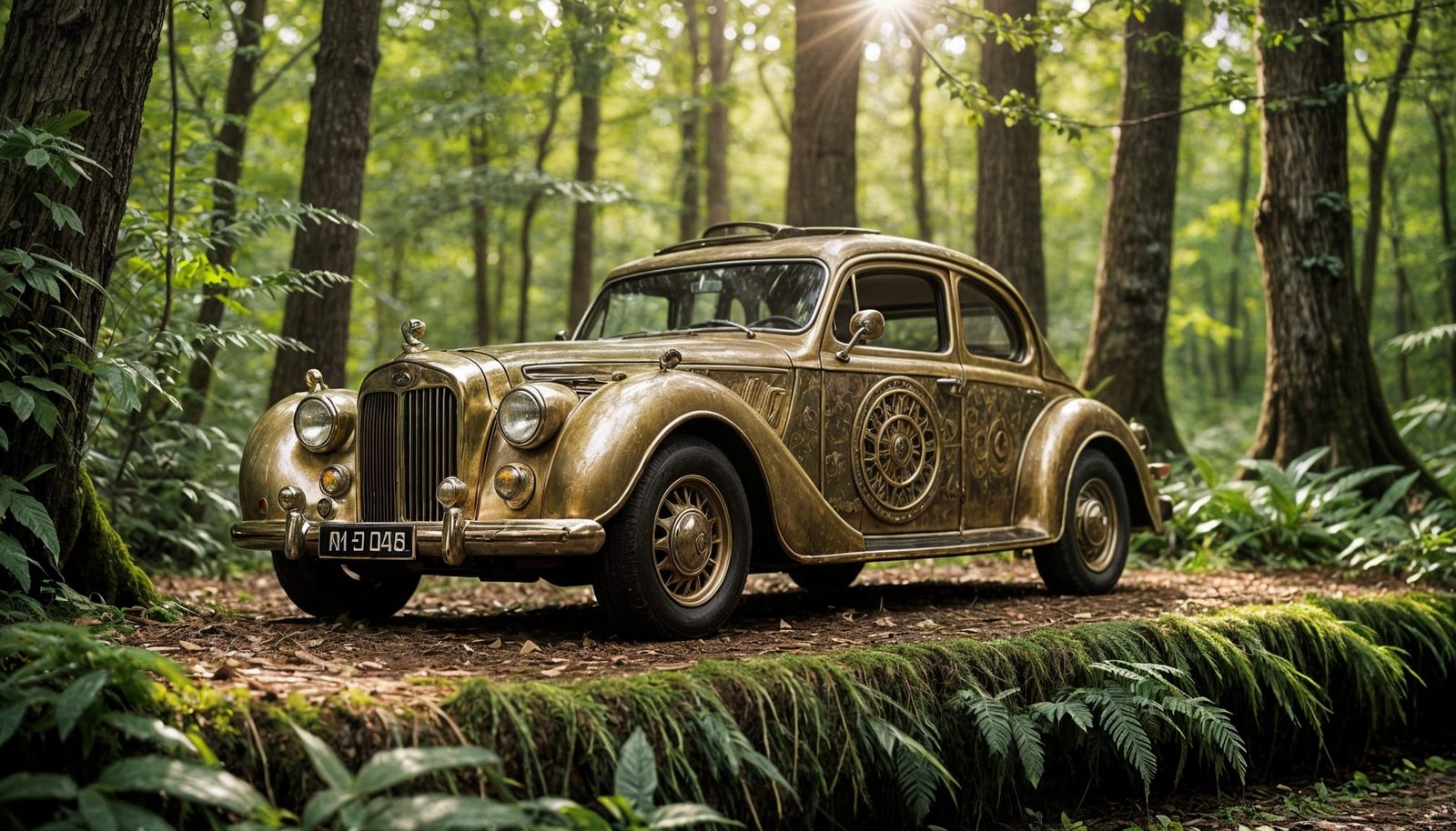 Luxurious Elven Car in Whimsical Forest Scene