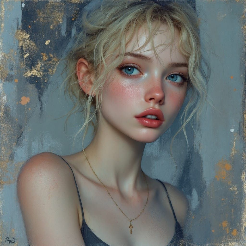 Beautiful Woman with Expressive Eyes in Realistic Surreal St...